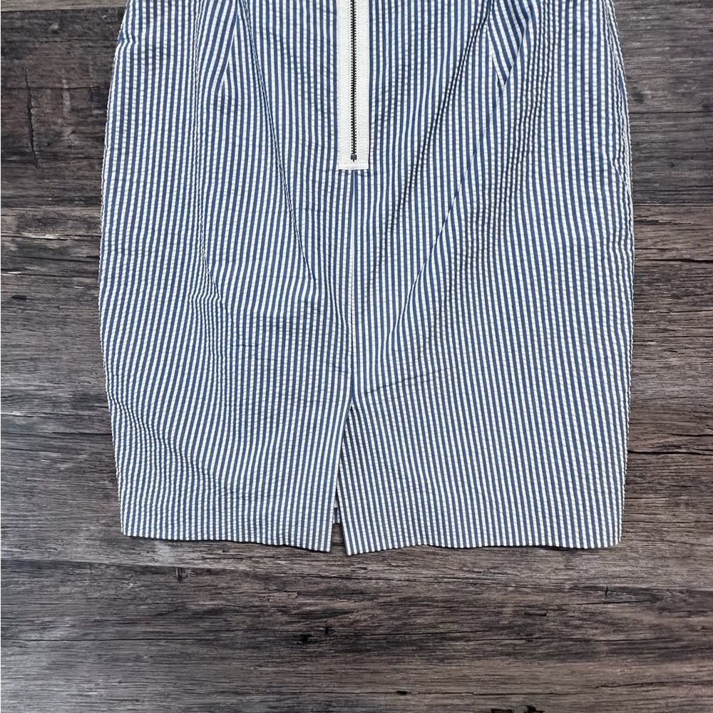J. Crew White and Blue Mini Ribbed Pencil Skirt Womens 6 - Picture 6 of 8